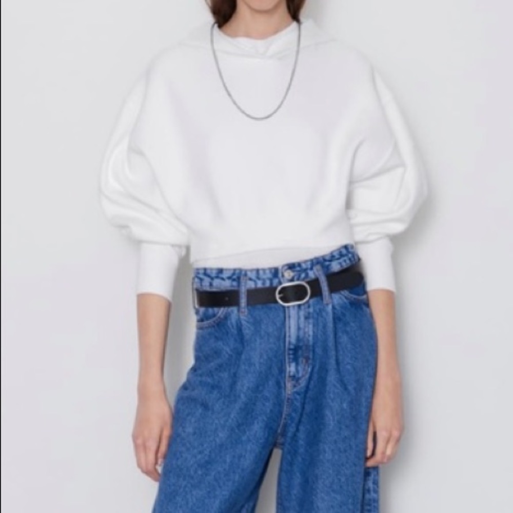 Cropped Zara Knit Hooded Sweatshirt – Size S